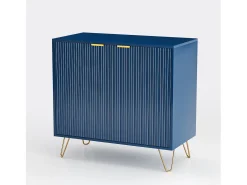 Aparador de cocina con 2 puertas y 2 estantes, para cocina, comedor, salón, azul, 80x40x78 cm