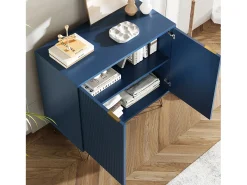 Aparador de cocina con 2 puertas y 2 estantes, para cocina, comedor, salón, azul, 80x40x78 cm