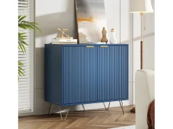 Aparador de cocina con 2 puertas y 2 estantes, para cocina, comedor, salón, azul, 80x40x78 cm