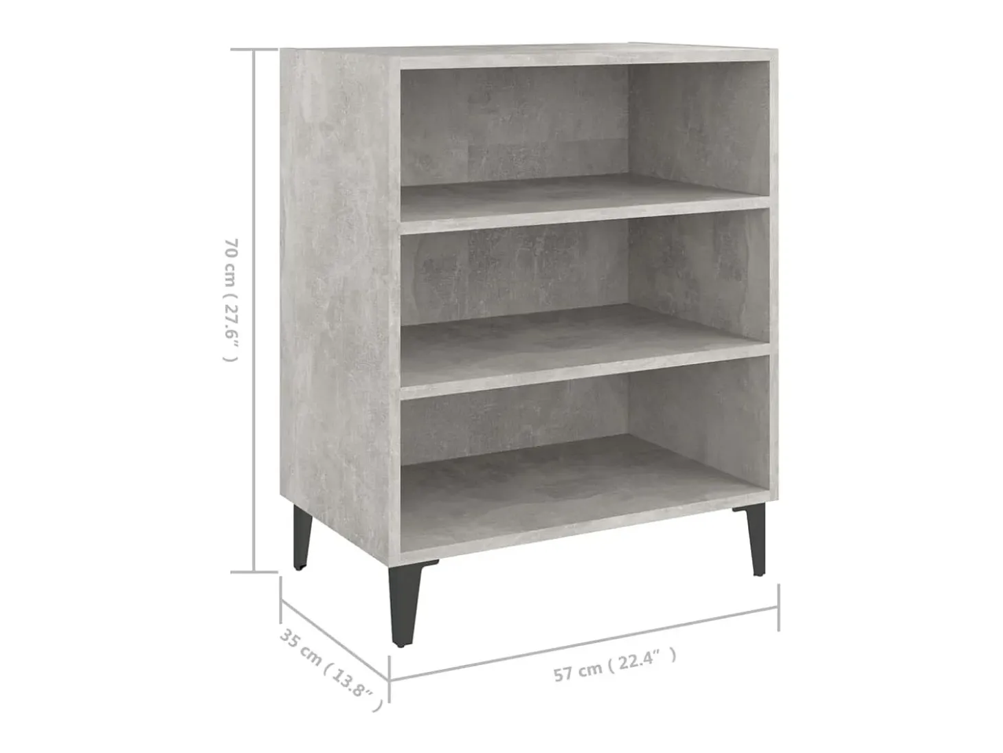 Aparador de madera contrachapada gris hormigón 57x35x70 cm
