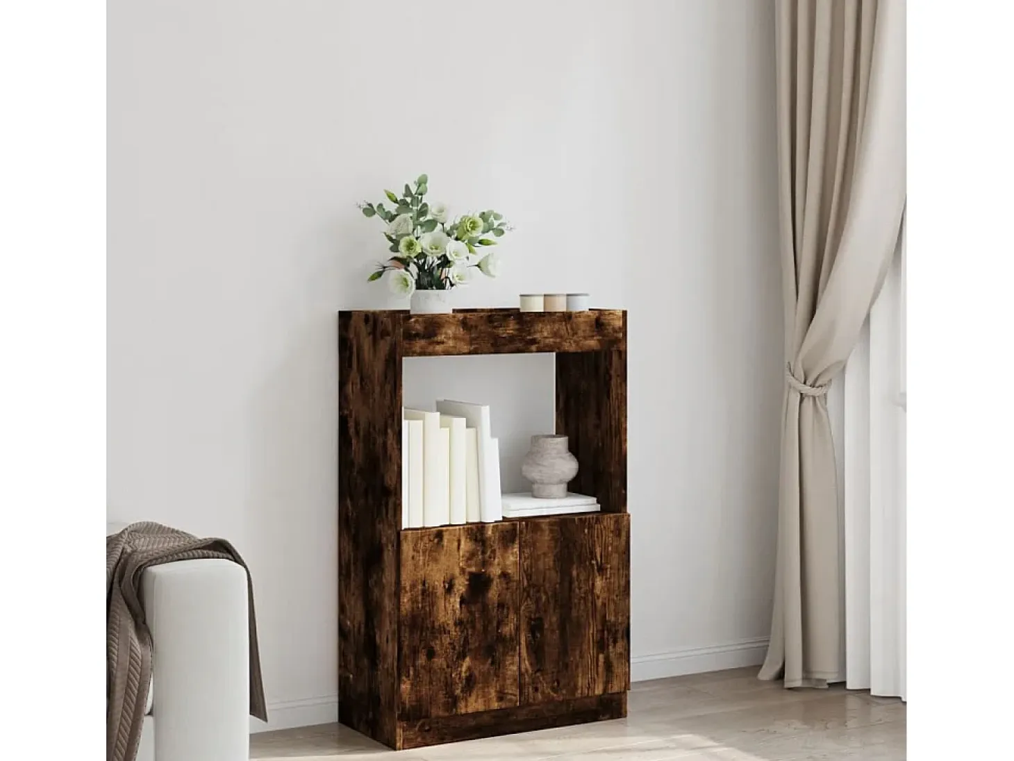 Aparador de madera de ingeniería roble ahumado 63x33x100 c