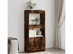 Aparador de madera de ingeniería roble ahumado 63x33x140 cm