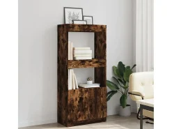 Aparador de madera de ingeniería roble ahumado 63x33x140 cm
