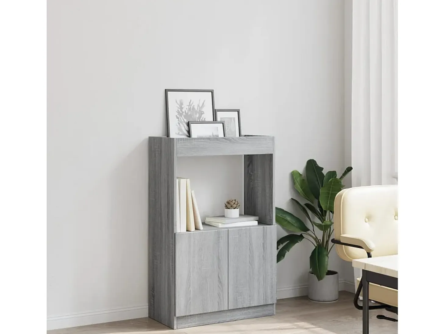 Aparador de madera de ingeniería gris Sonoma 63x33x100 cm