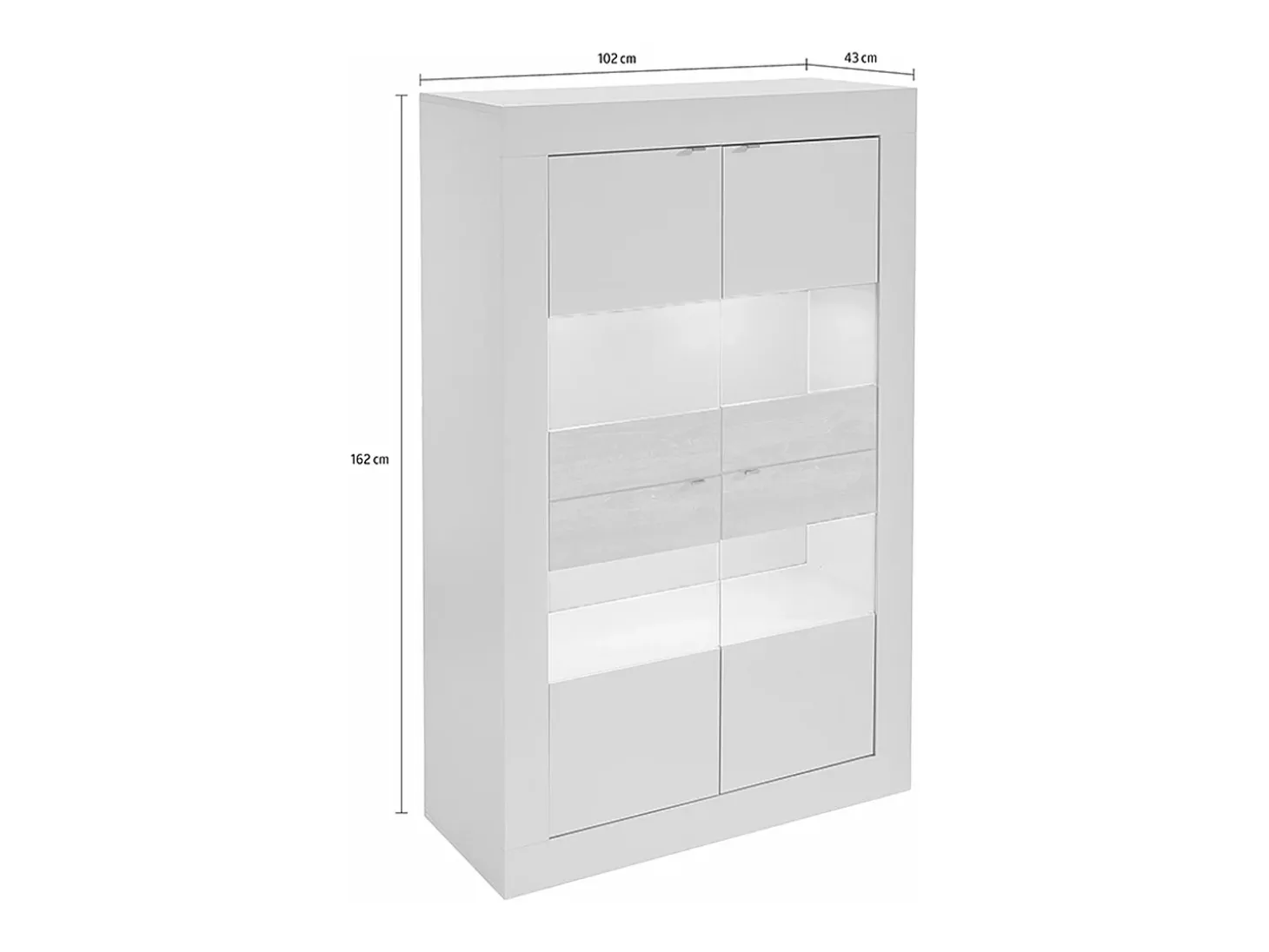 Aparador design luces LED 4 puertas Blanco lacado COMETE