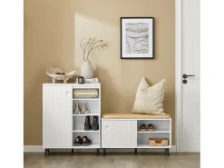 Aparador Entrada Recibidor con Puerta Correderas y Balda Ajustable 70 x 37 x 87 cm Blanco FSB62-W SoBuy ES