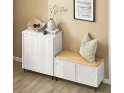 Aparador Entrada Recibidor con Puerta Correderas y Balda Ajustable 70 x 37 x 87 cm Blanco FSB62-W SoBuy ES