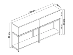 Aparador Lord Blanco Plata 150x30x80 cm
