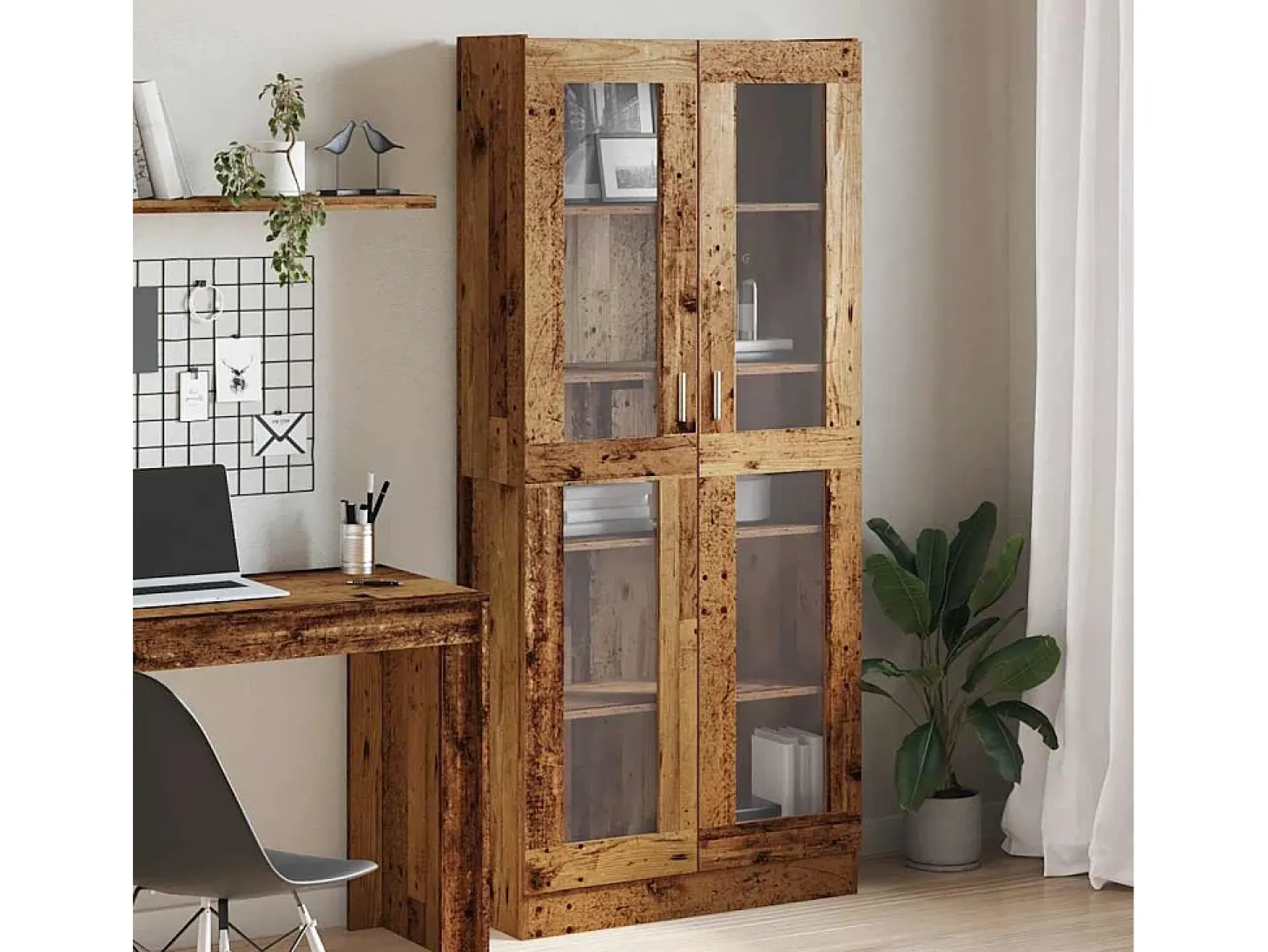 Aparador madera ingeniería madera envejecida 82,5x30,5x185 cm
