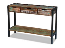 Aparador mesa consola armario auxiliar con 3 cajones de madera maciza reciclada 4402007