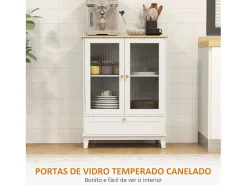 Aparador Milán Homcom cajón + armario blanco/natural 85x68x35 cm