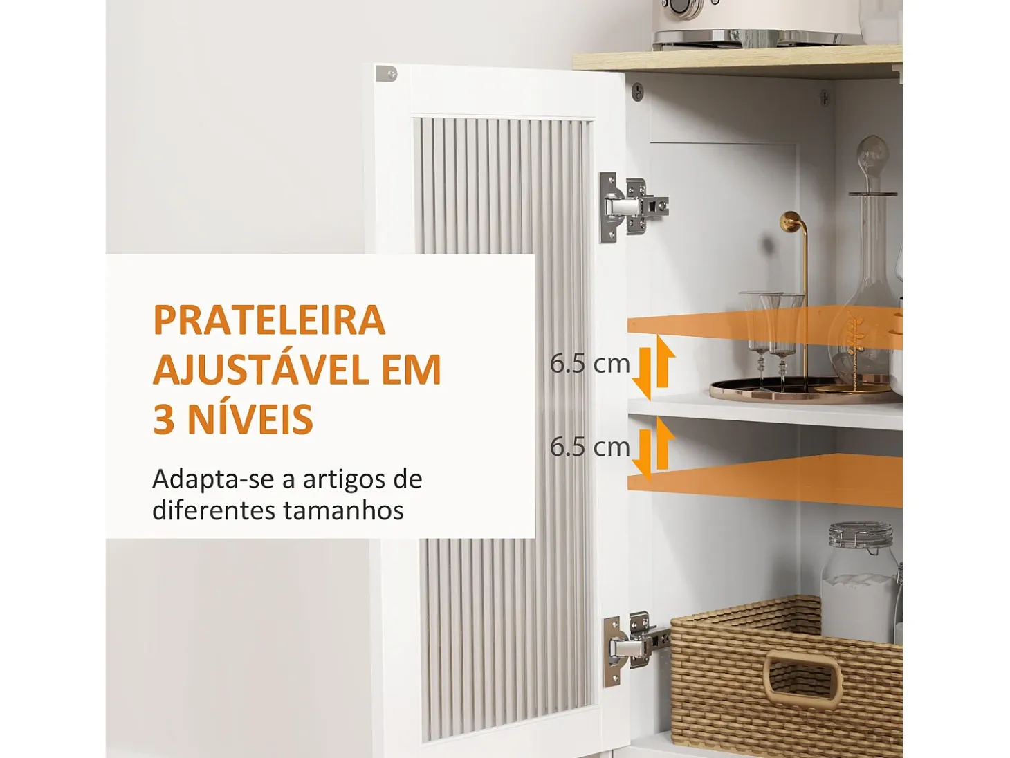 Aparador Milán Homcom cajón + armario blanco/natural 85x68x35 cm