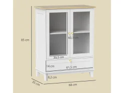 Aparador Milán Homcom cajón + armario blanco/natural 85x68x35 cm