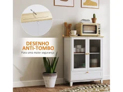 Aparador Milán Homcom cajón + armario blanco/natural 85x68x35 cm