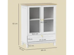 Aparador Milán Homcom cajón + armario blanco/natural 85x68x35 cm