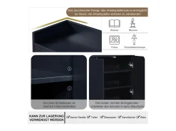 Aparador minimalista moderno de 120 cm con 4 puertas, estructura de metal y estantes ajustables – Negro y dorado