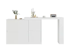 Aparador, Mueble bar giratorio de MDF - gran espacio de almacenamiento - estilo contemporáneo - Blanco