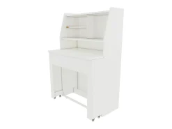 Aparador, Mueble bar retráctil - con compartimentos arriba - estilo moderno - Blanco