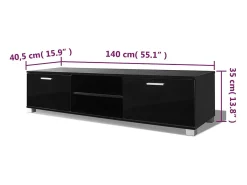 Aparador para TV negro brillante 140x40,3x34,7 cm