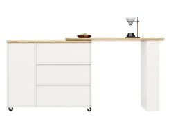 Aparador、Mueble bar giratorio - MDF - 3 cajones y 2 puertas - Blanco