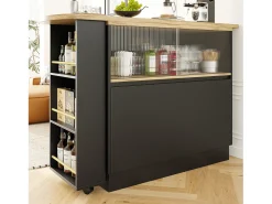 Aparador、Mueble bar giratorio y retráctil en MDF - gran espacio de almacenamiento - estilo contemporáneo - Negro