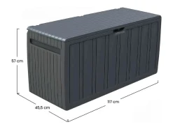 Arcón para Exterior 270 Litros de Resina 117x45,5x57cm Gris Thinia Home