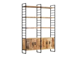 Ardrossan Estantería de 4 niveles madera de mango rugosa 124x30x180 cm