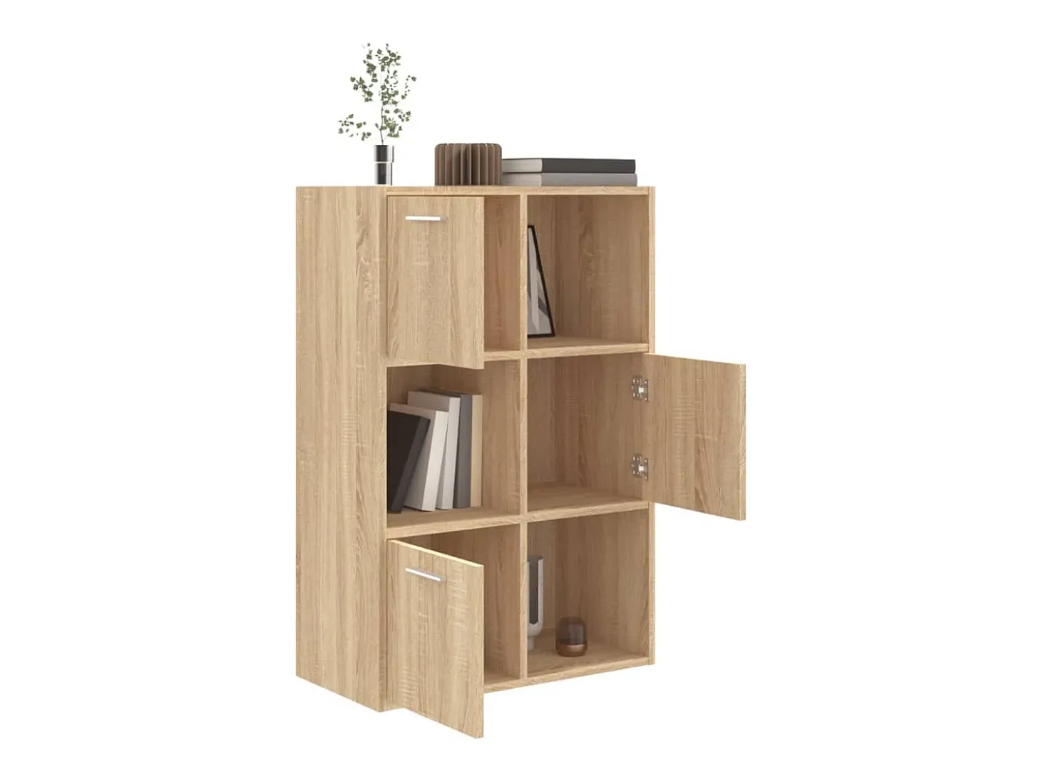 Armario almacenamiento madera contrachapada roble 60x29,5x90 cm