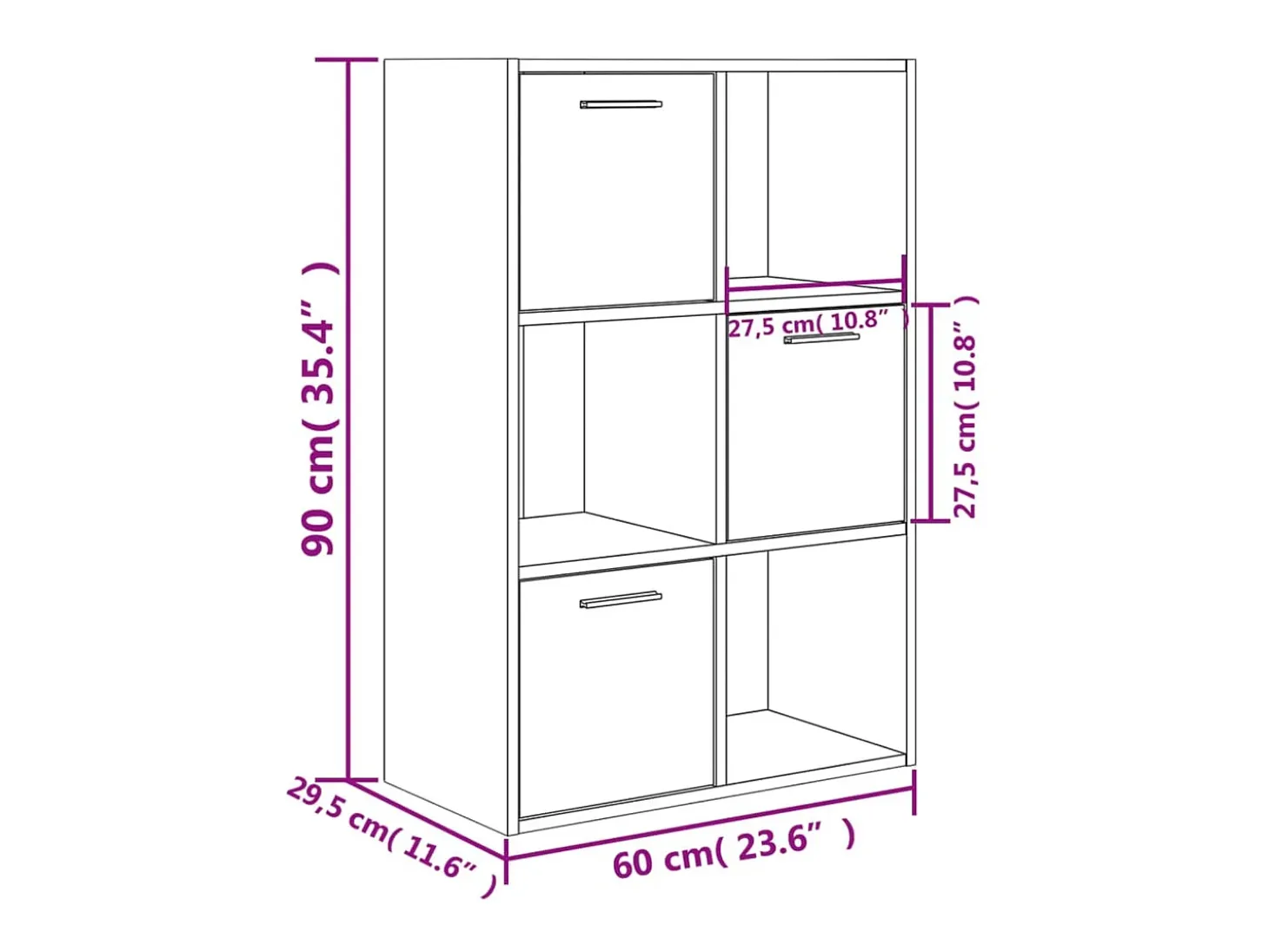 Armario almacenamiento madera contrachapada gris 60x29,5x90 cm