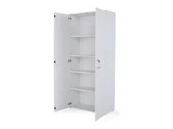Armario alto con puertas acabado blanco, 208.8 cm(alto)93 cm(ancho)42.5 cm(fondo)..