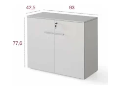 Armario bajo con puertas acabado blanco, 77.6 cm(alto)93 cm(ancho)42.5 cm(fondo).