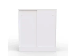 Armario bajo Puertas correderas con estantes Multiusos Zapatero estantería Oficina (White) - Buyqualia
