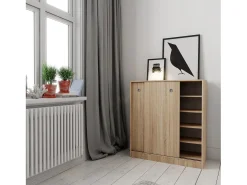 Armario bajo Puertas correderas con estantes Multiusos Zapatero estantería Oficina (Cambrian) - Buyqualia