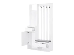 Armario blanco con 3 cajones, 1 puerta, 4 ganchos y tablero perforado, 100 x 35 x 180 cm
