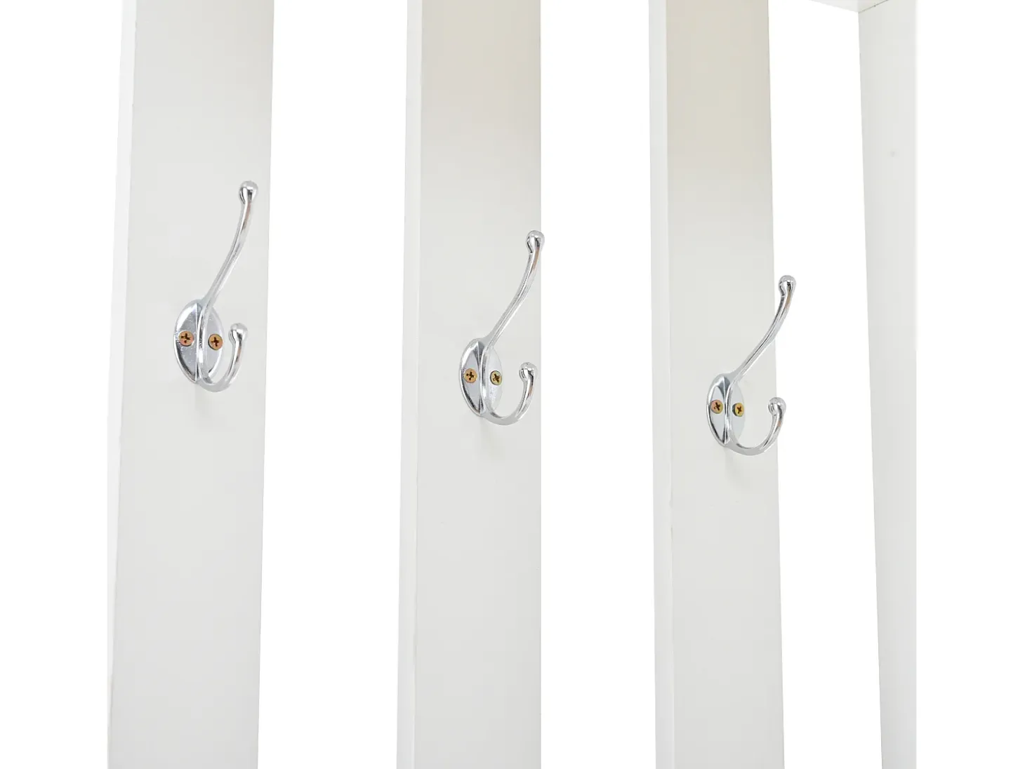 Armario blanco con 2 puertas, cajón, colgadores y banqueta, puerta de cristal 85x33,5x200cm