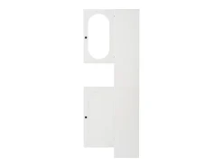 Armario blanco con 2 puertas, cajón, colgadores y banqueta, puerta de cristal 85x33,5x200cm