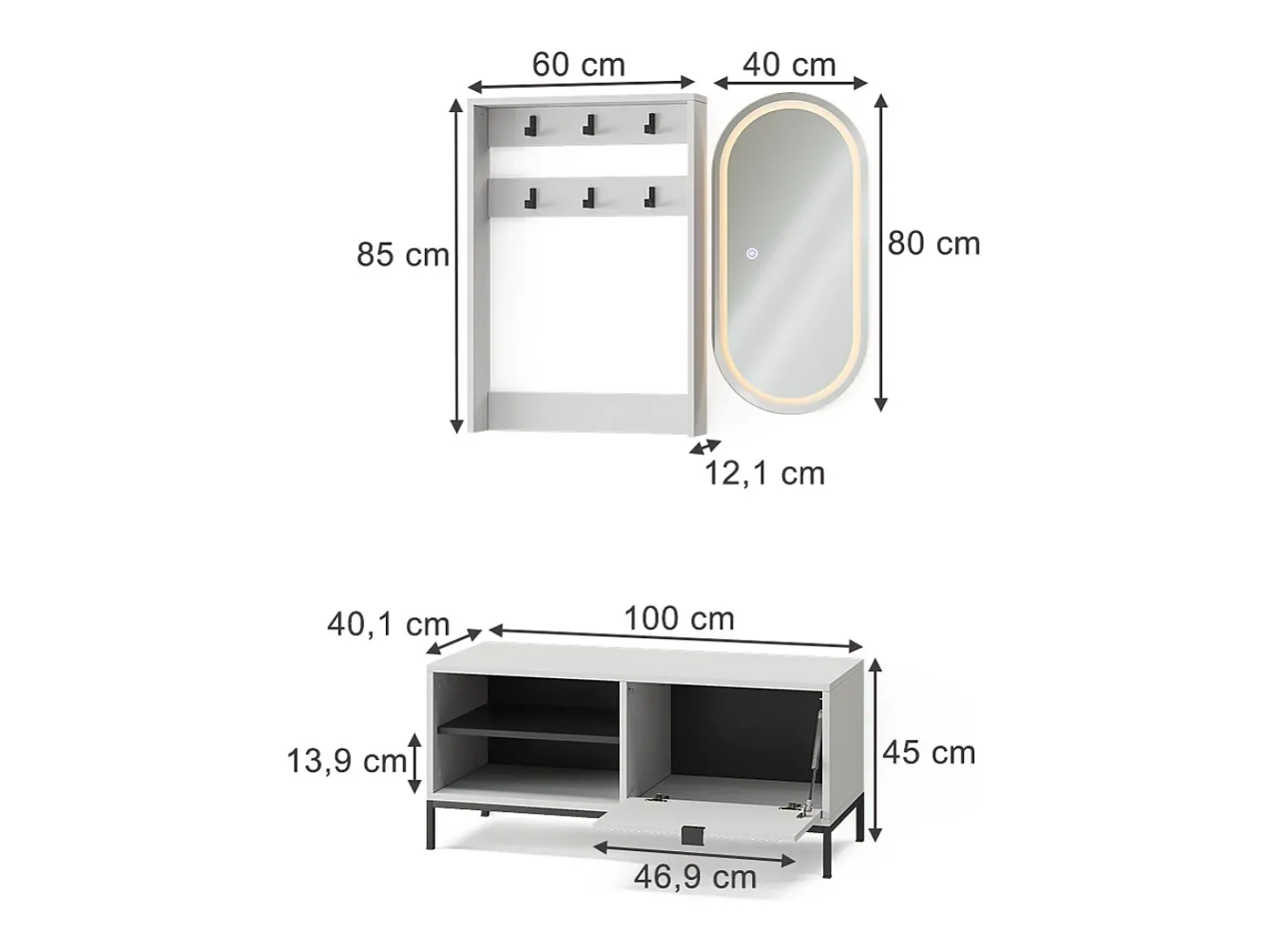 Armario blanco 100x40x45 eliza