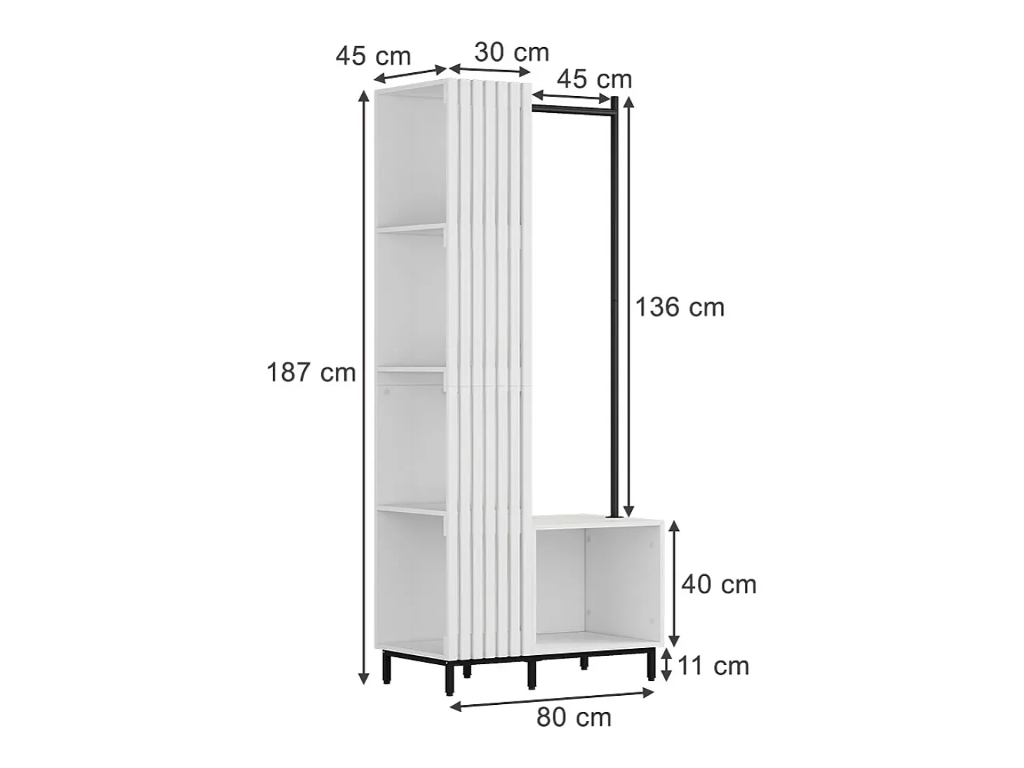 Armario blanco 80x45x187 zinto