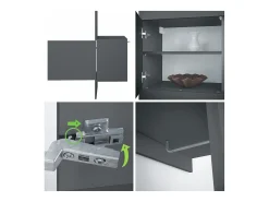Armario Carlton Neo, Perchero de pared con panel de vestíbulo, espejo, barra para ropa y armario de pared, antracita mate (52 x 193 x 35 cm)