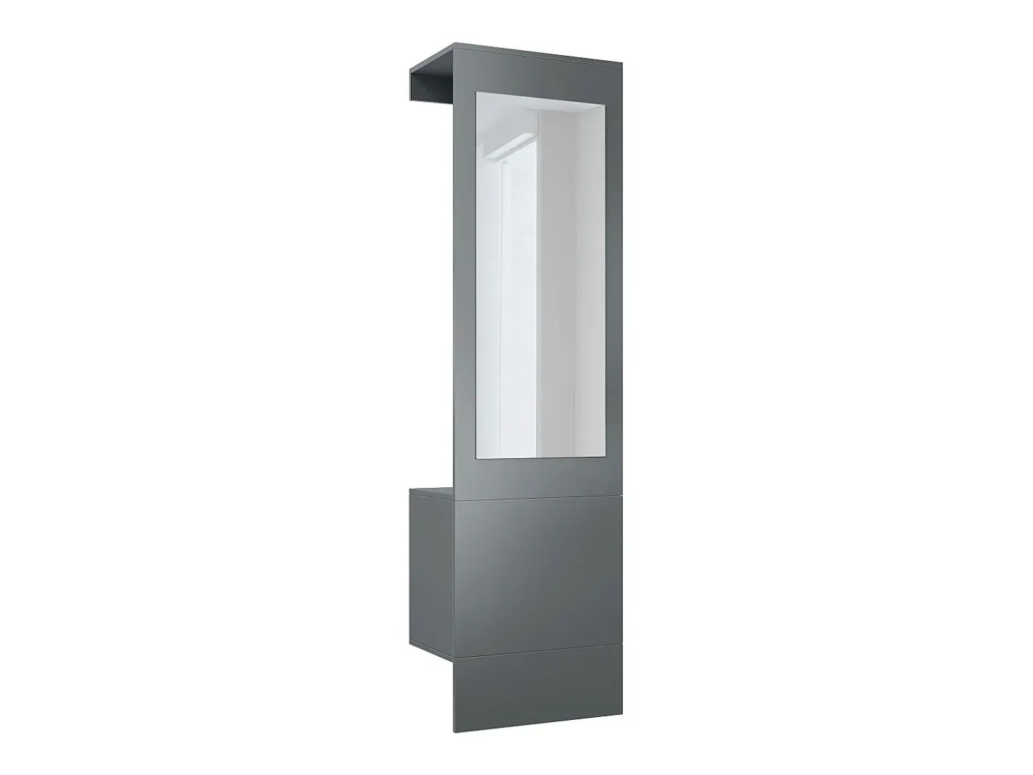 Armario Carlton Neo, Perchero de pared con panel de vestíbulo, espejo, barra para ropa y armario de pared, antracita mate (52 x 193 x 35 cm)
