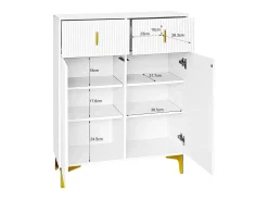 Armario combinado con banco zapatero y cojín, diseño moderno, tablero de partículas, blanco, ganchos dorados (60,5x180,5x35,2 cm)