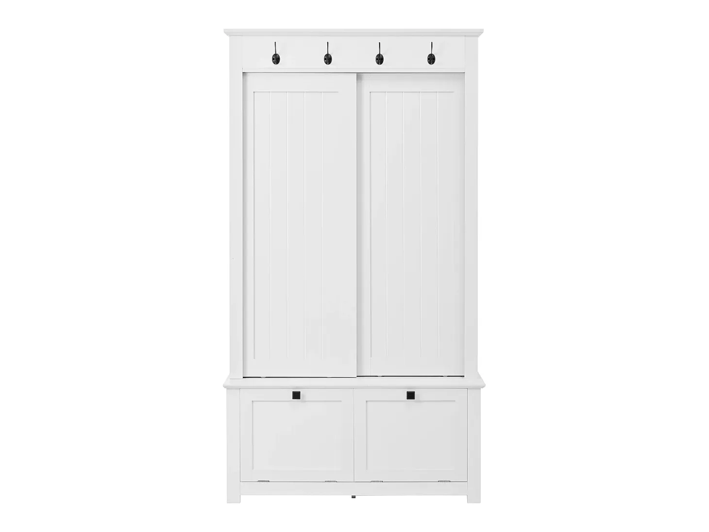 Armario con 2 puertas correderas y 2 puertas - Minimalista - Madera MDF blanca