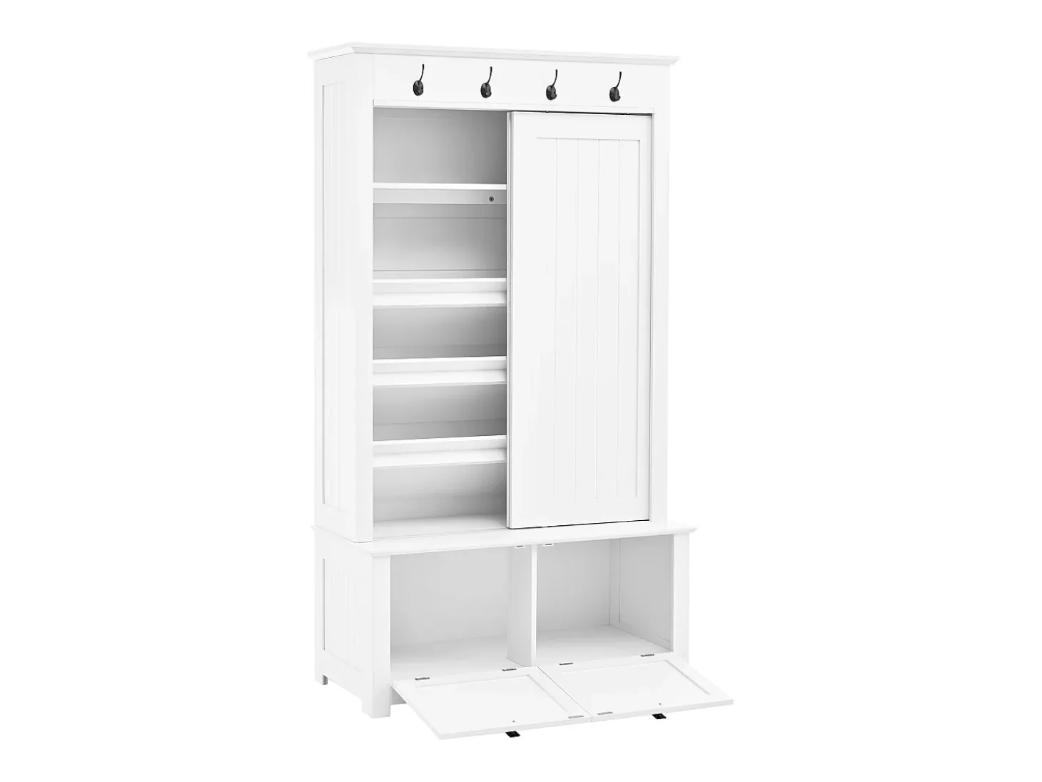 Armario con 2 puertas correderas y 2 puertas - Minimalista - Madera MDF blanca