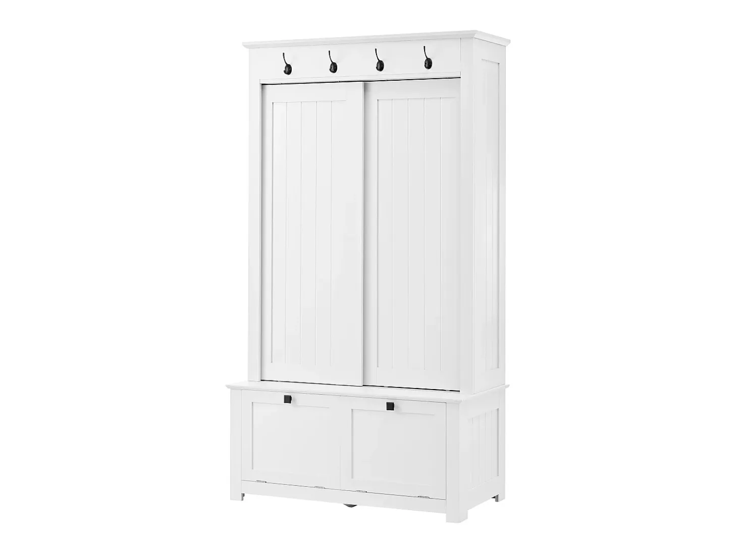 Armario con 2 puertas correderas y 2 puertas - Minimalista - Madera MDF blanca