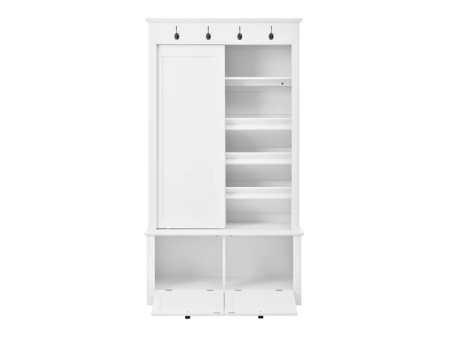 Armario con 2 puertas correderas y 2 puertas - Minimalista - Madera MDF blanca