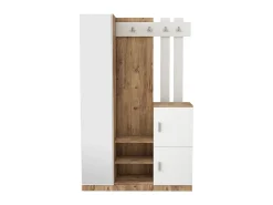 Armario con 3 puertas y 1 espejo - Blanco y natural - MIROTA