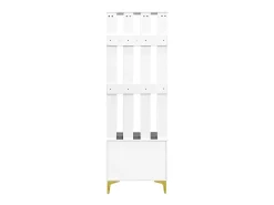 Armario con banco zapatero y cojín, diseño moderno, tablero de partículas, blanco y dorado (60,5x180,5x35,2 cm)