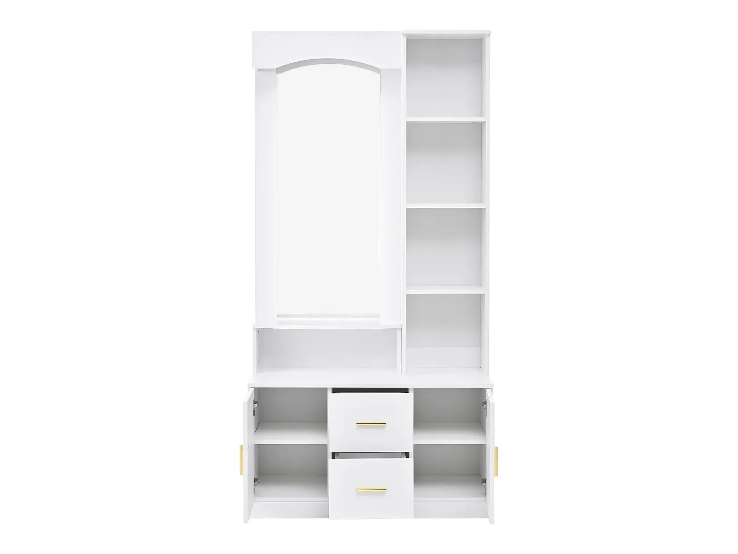 Armario con espejo, 2 cajones y 2 puertas - Blanco 90 x 40 x 180 cm