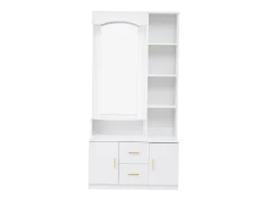 Armario con espejo, 2 cajones y 2 puertas - Blanco 90 x 40 x 180 cm