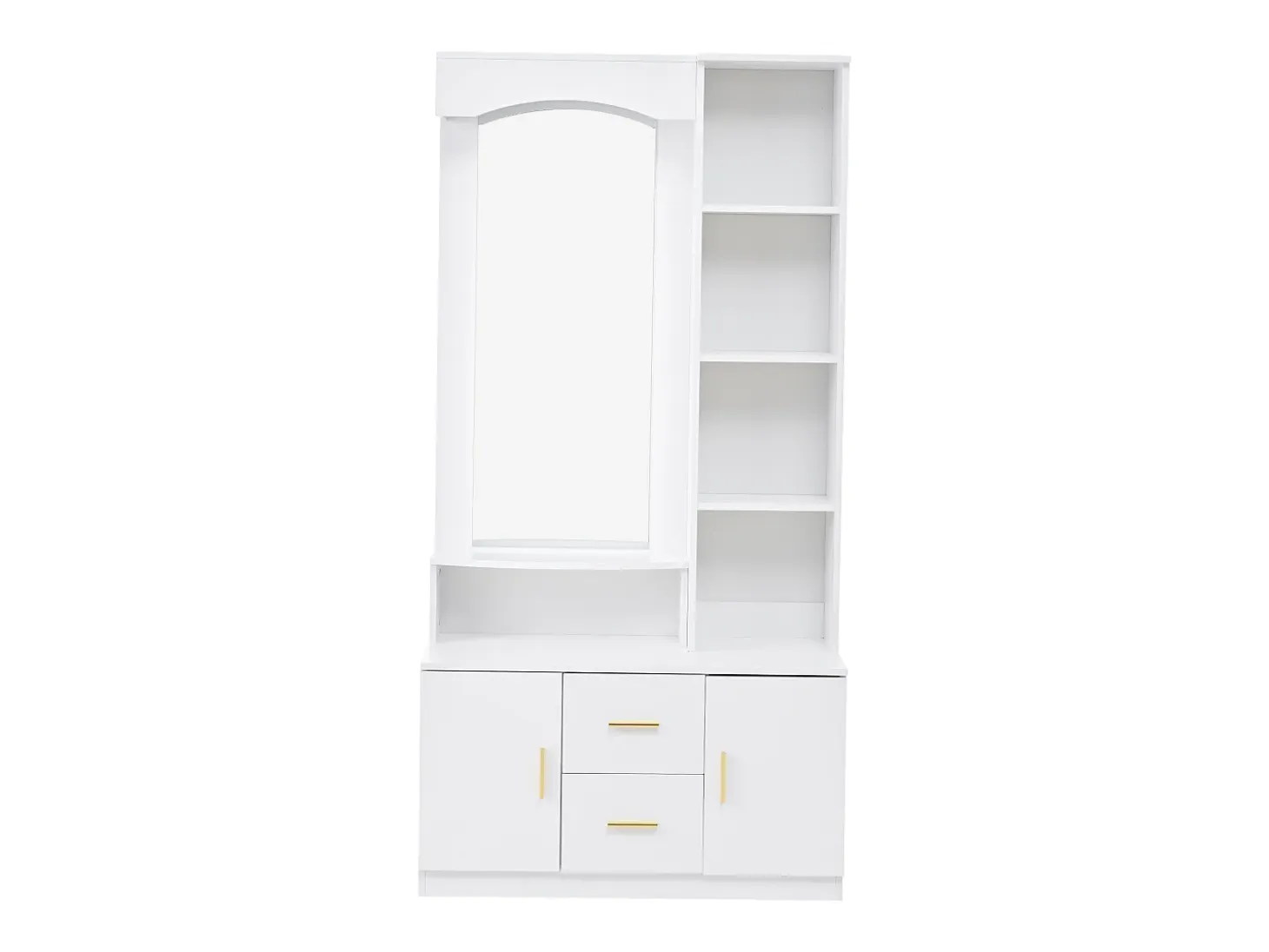 Armario con espejo, 2 cajones y 2 puertas - Blanco 90 x 40 x 180 cm